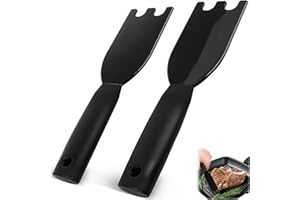 ARTOMNIVERA 2 Pack Black Grill Scraper Spatula for George Foreman Indoor Grills, Heat-Resistant Nylon Cleaner Tool with Grooves for Easy Cleaning, Non-Stick Surface & Comfort Grip