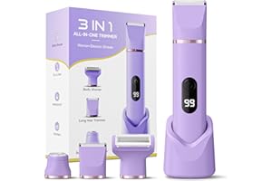 Lady Shavers for Women 3-in-1, Tiovara Painless Electric Razors Shaver IPX7 Waterproof Cordless Body Hair Trimmer Pubic Hair Removal with USB Charge Dock for Underarm Leg Arm Body Face Silk Skin