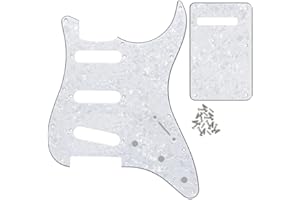 FLEOR Ensemble de guitare électrique Style SSS Pickguard avec vis de montage de plaque arrière pour USA/MEX ST Guitar Part, 4Ply White Pearl
