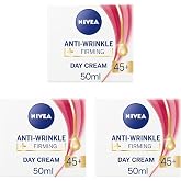 NIVEA Anti-Wrinkle + Firming Cream Age 45+ (50 ml), Age-Specific Facial Care Cream with Apricot Kernel and Shea Butter