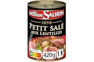 AUCHAN Lot de 3 unités *** WILLIAM SAURIN Petit salé aux lentilles sans colorant sans exhausteur de goût 1 personne 420g