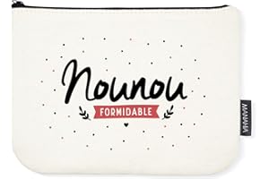 Manahia Pochette Nounou - Nounou Formidable - Cadeau Nounou - Sac Nounou - 100% Coton - Cadeau Fin d'Année Scolaire - Merci Nounou - Cadeau Noël Nounou - Trousse Nounou