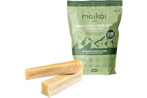 MAIKAI Pack 2 Huesos para Perros de Queso del Himalaya M – Mordedor Natural Churpi – Limpieza Dental + Antiestrés y contra el Mal Aliento – Snack 100% Natural sin Aditivos - Ideal Razas 10-15 kg