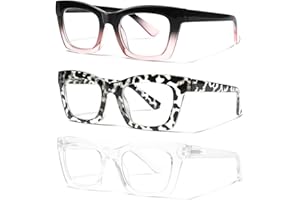 ZOECENT 3 Pack Lesebrille Damen Blaulichtfilter Brille Federscharniere Computer Brillen übergroße Quadratische Lesebrillen