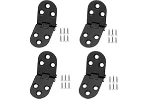 JUIBAO 4PCS Flip Hinges Round Edge 180 Degree Zinc Alloy Small Door Hinge with Screws, Folding Table Cabinet Wardrobe Doors Timber Wooden Box, Home Furniture Hardware, Anti Rust Durable Spray Paint Black