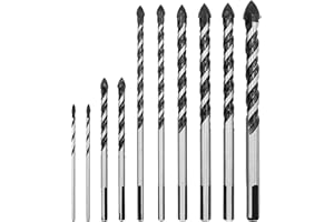 ASNOMY 10 Piezas Juego de Brocas de Carburo de Tungsteno para azulejos, hormigón, ladrillo, vidrio, plástico y madera (3mm 4mm 6mm 8mm 10mm 12mm)