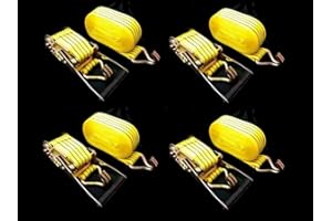 AB1 flexzon 4 X Heavy Duty 8 Meter X 50mm Ratchet Tie Down Strap Lorry Lashing 5ton 5000kg