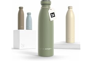 LARS NYSØM Edelstahl Trinkflasche 350ml, 500ml, 750ml, 1L, 1 5 liter | Thermosflasche Kohlensäure geeignet | Auslaufsichere Wasserflasche für Sport, Outdoor, Schule (Sage Green, 500ml)