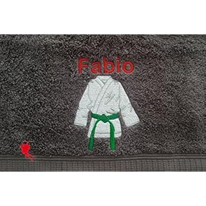 Karate Handtuch bestickt mit Motiv und Name Karatehandtuch Karateanzug