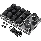 Tiardey Clavier M&eacute;canique Macro &agrave; UNE Main Mini Clavier de Jeu &agrave; 12 Touches Avec 2 Boutons pour Les M&eacute;dias de Jeu de Bureau
