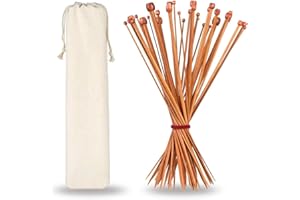 H&S Set da Aghi da Maglia - 36 Pezzi Kit Ferri da Maglia in Bambù con Impugnatura Salda ed Ergonomica Set per Lavorare a Maglia con Custodia per Professionisti e Principianti