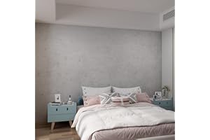 JSEVEM 80CM×9M Extra Wide Thick Grey Concrete Wallpaper Peel and Stick Removable 3D Light Gray Concrete Contact Paper Vinyl Matte Textured Cement Sticker for Bedroom Bathroom Living Room Office Wall