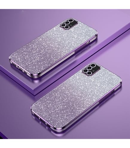 Yarxiawin Custodia per OPPO A57 5G Silicone Sottile Rosa, Effetto Glitter per OPPO A57 Cover Trasparente Brillante Antiurto Case Bumper Rigida (Viola