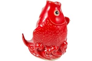 Happyyami Ceramic Carp Ornament Garden Pond Decor with Realistic Sculpture Outdoor Water Fountain Sprinkler Accessory