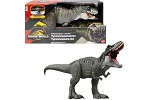 Mattel Jurassic World Rebirth Super Colossal Tyrannosaurus Rex Action Figure, T-Rex Dinosaur Toy Swallows Minis, Movie-Accurate Posable​​​, JGB52