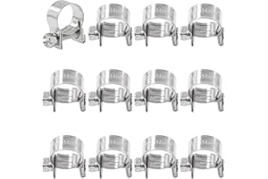 Swpeet Mini-Kraftstoffeinspritzleitungsschlauchklemmen-Sortiment, 12 mm - 14 mm, 304 Edelstahl, perfekt für Automobil, Landwirtschaft, Anlage und Bau, 12 Stück