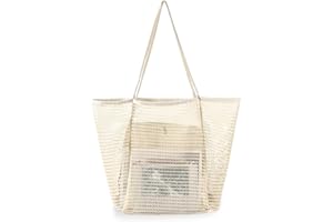 MORLUKS Borsa Rete Mare, Grande Borsa da Spiaggia con Tasca Interna Cerniera, Pieghevole, Beach Bag per Mare Piscina Feste Viaggi Picnic Vacanze Shopping