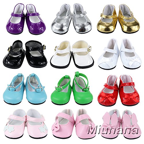 Miunana 5 pares Zapatos Lona Casuales Lindo Diferentes Tipos Botas Vestir Fiesta Accesorios como Regalo para 18 Inch Americana Girl Doll Muñeca
