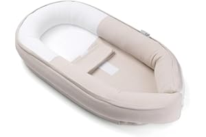 doomoo Cocoon Réducteur nouveau-né, Ultra Confortable, Evolutif, Dès la Naissance à 3 mois, Tissu Doux & Respirant, Tetra Jersey Sand