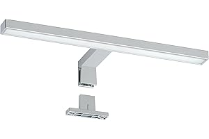 OKTAPLEX LIGHTING Oktaplex Aplique Espejo Baño 2 en 1 Cromo 30cm 6500K 5W 350lm IP44 Blanco frio Luz Baño para Armario y Espejo con Pinza