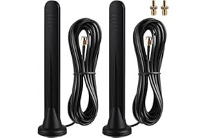 RAITWAHL 2 x Antenna 4G 5G esterna omnidirezionale con guadagno 15dBi, connettore SMA + adattatore TS9, base magnetica 3M, amplificatore di segnale per router interno ed esterno, compatibile 3G 4G 5G LTE gsm
