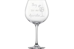 EKM LIVING Schott Zwiesel Verre à cocktail XXL 814 ml avec gravure They see me Aperollin – Idée cadeau amusante pour les amateurs d'Aperol Spritz, anniversaire, petite amie, sœur, femme (Aperol, Aperollin' 2)