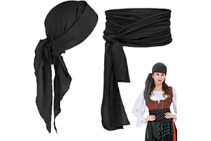 AUNGKWANG Paquete de Long Tail Durag, Bandana pirata, Unisex Poliéster Turbante Sedoso Durag de Onda Transpirable Pirata Cap de Hombres Mujeres
