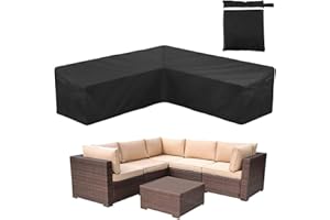 COOSOO Ecksofabezug für Gartenmöbel, wasserdicht, langlebig, 210D Oxford V/L-förmige Sektionalcouch, Rattan, Ecksofa, Tisch, Stuhlschutz, Abdeckung mit Aufbewahrungstasche (V-Form: 270 cm)