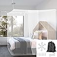 BUZIFU Mosquito Net for Bed, Polyester, White, Square, 1.9x1x2 m (Pack of 1), Ideal for Single to Twin Size
