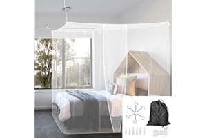 BUZIFU Zanzariera Letto Singolo Zanzariera Lettino da Campeggio con Kit Completo per la Sospensione Zanzariera Quadrata per Interni ed Esterni (200 * 100 * 190CM)