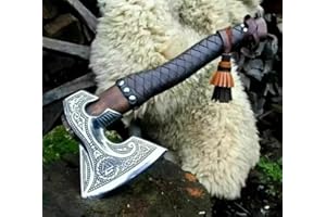 TATLA CRAFT Viking Axe Hatchet Camping Axe - Handmade Chopper Axes Gifts for Men - Wood Working Hand Tool - Viking Gifts - Tomahawk Bearded Axes - Forged High Carbon Steel Blade with Sheath