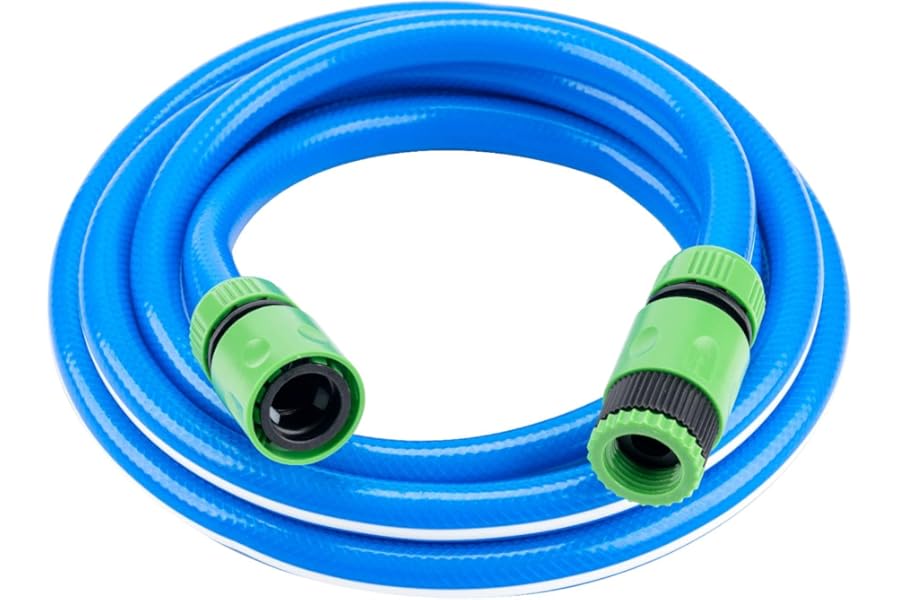 Water Hose Food Grade, 5 Meters, with Hose Connector Set, for Drinking Water, Caravan, Campervans and Motorhome, 12mm ID (1/2 Inches) x 16mm OD
