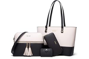 YTL Damen Handtasche Tote Shopper Groß Schultertasche Umhängetasche Geldbörse Kartenhalter Tasche 4-teiliges Set für Büro Schule Einkauf Reise Geschenk