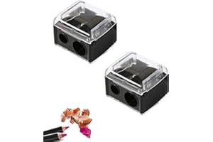 FUGLUS 2Pcs Sacapuntas Doble para Lápices Cosméticos, Afilador de Cosméticos para Lápices de Ojos, Cejas, Labios, Eyeliner, Cuchillas de Precisión, Portátil para Viajes