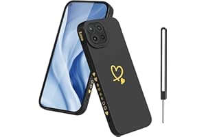 Pnakqil Funda para Xiaomi 11 Lite 5G NE/Mi 11 Lite 4G/5G Negra Antigolpes Suave Silicona Dorado Corazón Diseño Carcasa para Mujeres Niñas Protección de Cámara Antiarañazos Case para Xiaomi 11 Lite