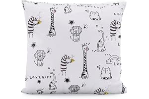 AISAWATE Funda de cojín decorativa para niños, 40 x 40 cm, 1 paquete de fundas de almohada para cochecito de bebé, algodón orgánico con cremallera, color blanco