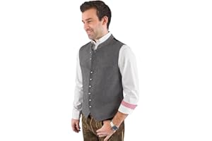 Hammerschmid Trachtenweste Max grau ohne Ärmel, klassische Lodenweste für Herren, elegantes Gilet für Männer
