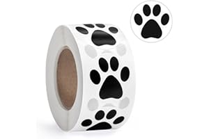 IMEEPA 500PCS Dog Paw Print Stickers, 1 Inch Black Dog Stickers for Kids, Self-Adhesive Puppy Paw Prints Labels for Gifts, Mailing, Vets, Kennels, Party Room Decoration, Envelope Seals