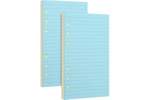 LUVTREE Lot de 2 paquets de feuilles de papier ligné A6 pour classeur A6 rechargeable à 6 anneaux perforés à 6 trous (chacun contient 50 feuilles/100 pages)