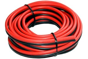 12 AWG silikonowy przewód elektryczny 6 metrów [czarny 3 m czerwony 3 m] 2 przewodniki równoległy przewód przewód miękki i elastyczny 3,3 mm² zaczep beztlenowe żyłki cynowany drut miedziany TUOFENG