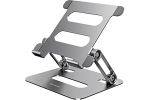 Lucrave Tablet-Ständer für den Schreibtisch, Verstellbarer Faltbarer Aluminium iPad Ständer Kompatibel mit Microsoft Surface, iPad, Galaxy Tabs, Kindle Fire, Nexus, E-Reader (4-13"), Grau