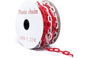 Jolitac 25m Absperrkette Kunststoffkette rot/weiß Ø 6mm Warnkette Parkplatzsperre Kette