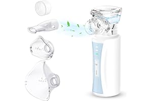 ‎NIKYPJ Inhalationsgerät, NIKYPJ Leiser Tragbarer Inhalationsgerät für Erwachsene Kinder, USB Aufladbarer Inhalator mit 2 Masken 1 Mundstück (Blau)