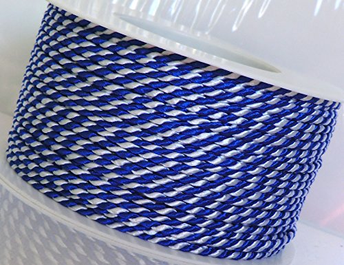 KORDEL 50m x 2mm blau - weiß Drehkordel KORDELBAND Dekoband SCHLEIFENBAND Schnur