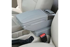 SZSS-CAR Leder Auto Mittelkonsole Armlehne Box Auto Innenteile Armlehnen Aufbewahrungsbox (Grey) Kompatibel mit Peugeot 206 2005~2006~2007~2008/207 2008~2010 2011 2012 2013,Grau