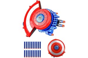 PIUMOJ Lanceur de Bouclier Captain, Bouclier Défensif and Bouclier Launcher, Launcher de Héros, Shield Souple Bullet Lanceur Jouet, Accessoire de Cosplay Cadeau pour Les Enfants