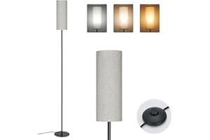 IPARTS EXPERT Lampade da Terra per Soggiorno, E27 Moderna LED Lampada a Stelo da Terra 3 Temperature Colore Lino Dimmerabile Interruttore a Tirante, Lettura, da Comodino, Camera da Letto (Lino)
