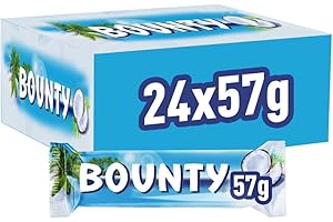 BOUNTY - Barre Chocolat au Lait & Noix de Coco - 24 Sachets Individuels de 2 Barres Chocolatées - Grand format - Idéal à Partager - 1,368kg