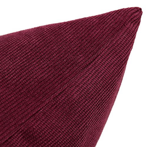 Deconovo Kissenbezug Kord Kissenhülle Sofa Wohnzimmer Kissenbezug 45×45 cm Bordeaux 4er Set - 4