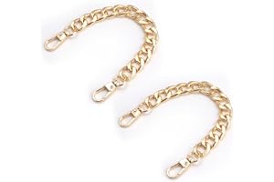 SHARELOVE Purse Extender, 2pcs Handbag Strap Gold Handbag Chain Aluminum Bag Chain Bag Strap Extender Leather Straps for Bags Alternative Accessories Bag Extender with Alloy Swivel Clasps Gold Chain for Bag